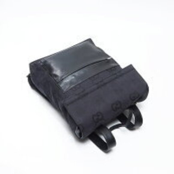 Gucci GG Canvas Leather Backpack Rucksack Daypack Black